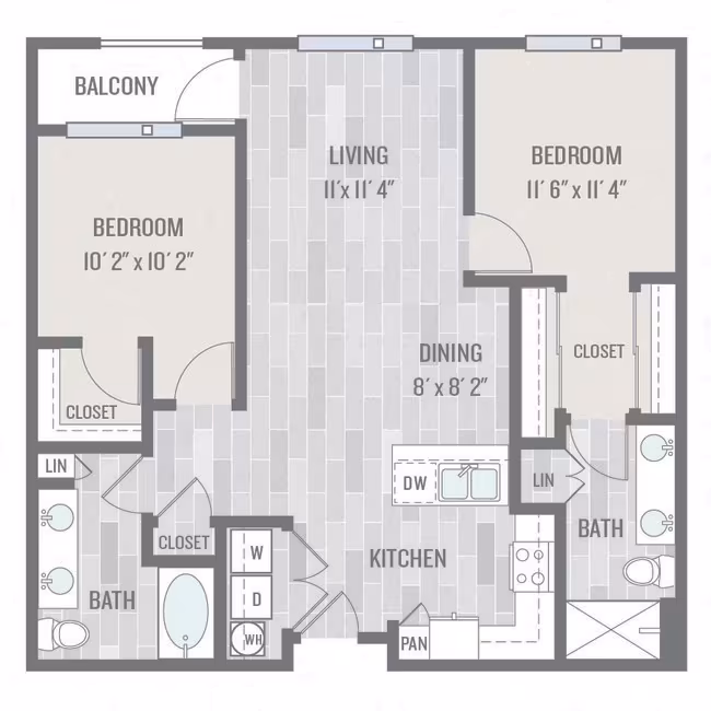 2 Beds • 2 Bath 2060 floor plan